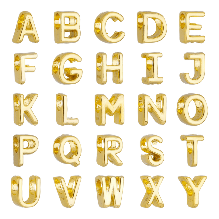 Berloque Letras de A-Z Alfabeto Separador Banhado a Ouro 18k