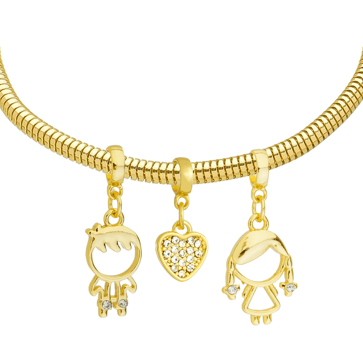 Pulseira Filhos Casal Banhado a Ouro 18k