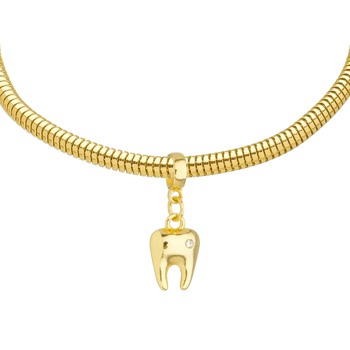 Pulseira Dente Dentista Banhado a Ouro 18k