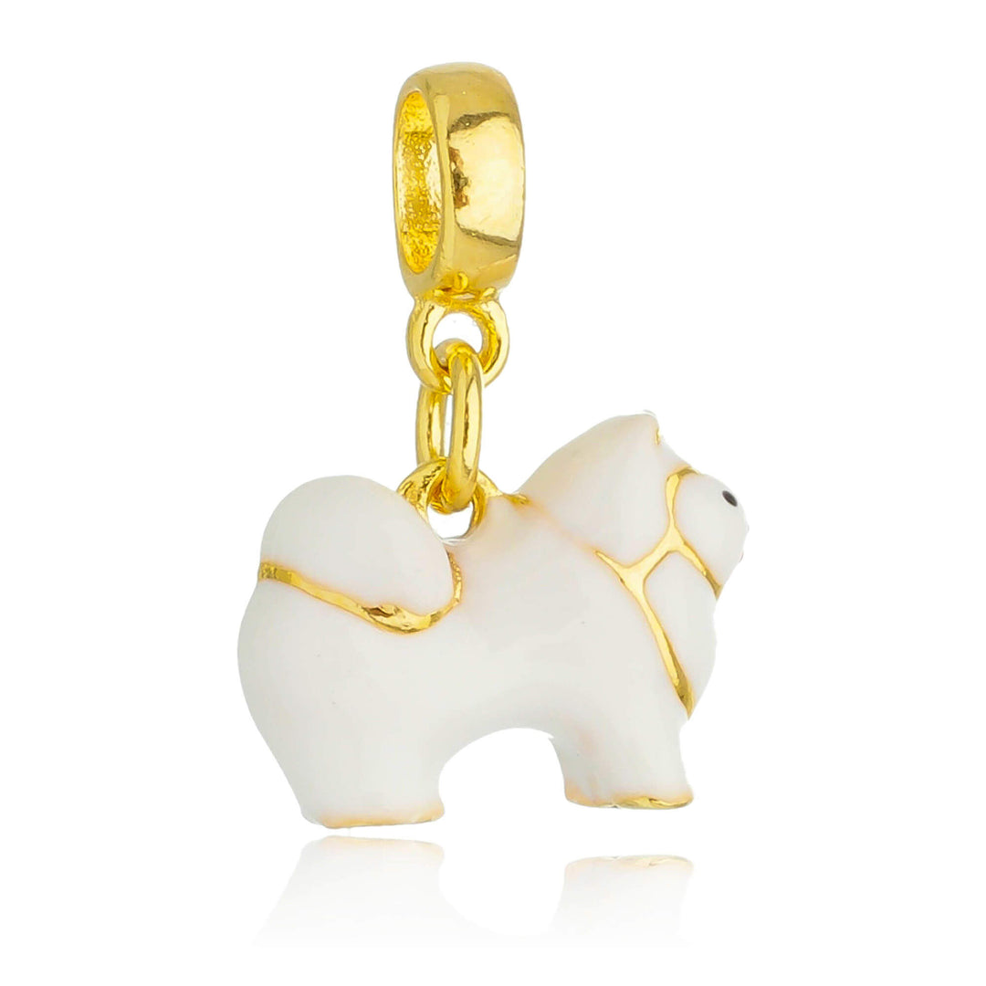 Berloque Cachorro Spitz Alemão dourado — detalhe da peça Work Semijoias