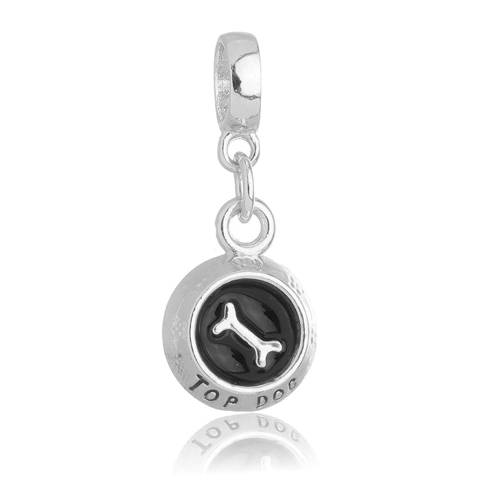 Berloque Comedouro Cachorro prateado semijoia Work Semijoias