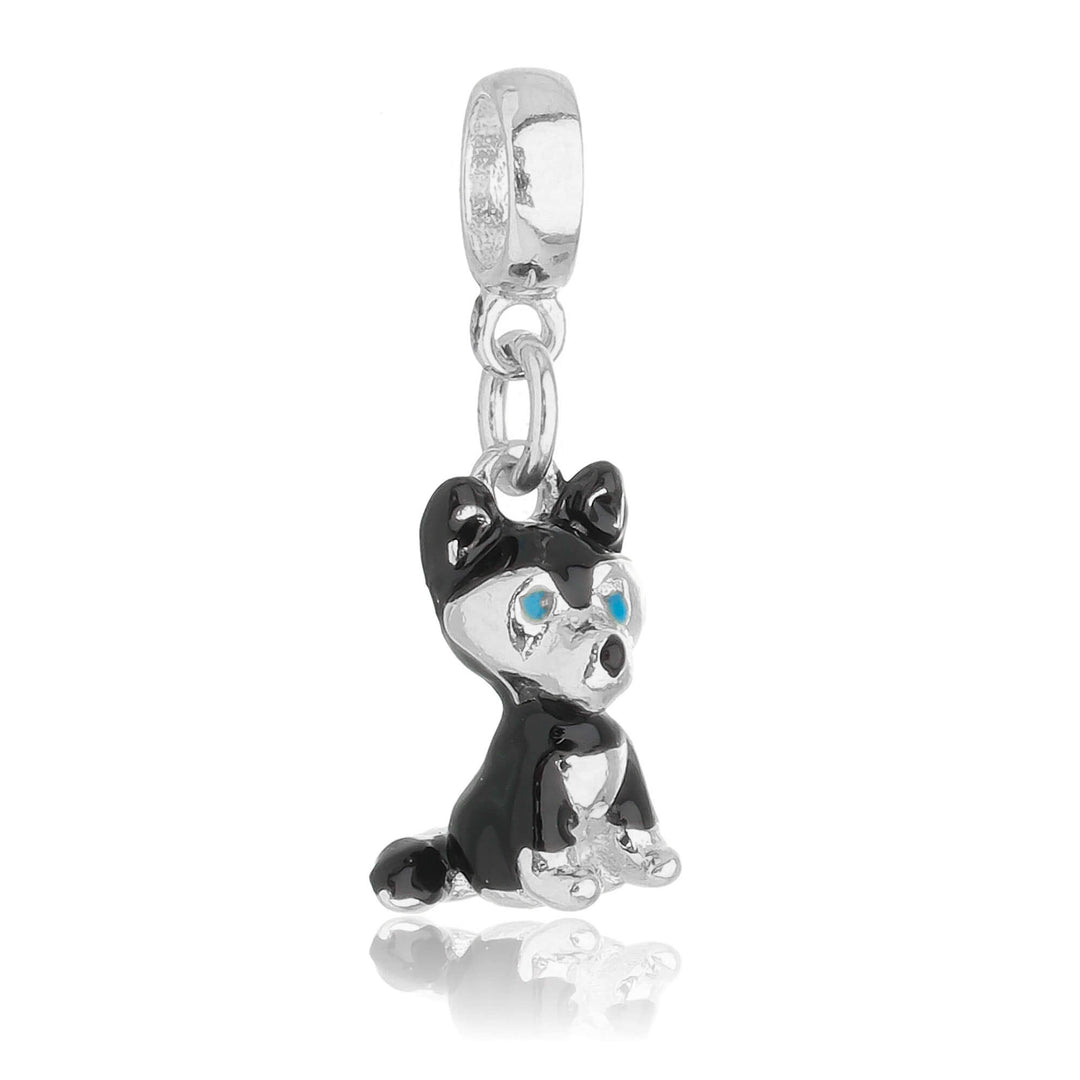 Berloque Cachorro Husky Siberiano prateado semijoia Work Semijoias