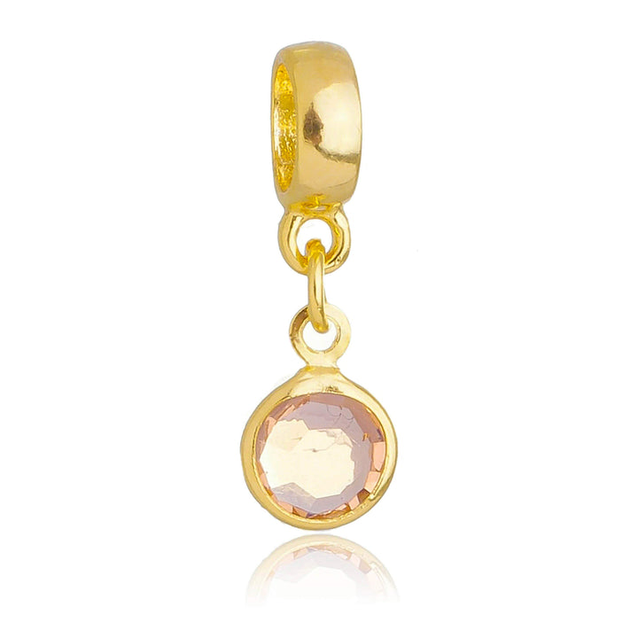Berloque Cristal Rosa Claro dourado semijoia Work Semijoias