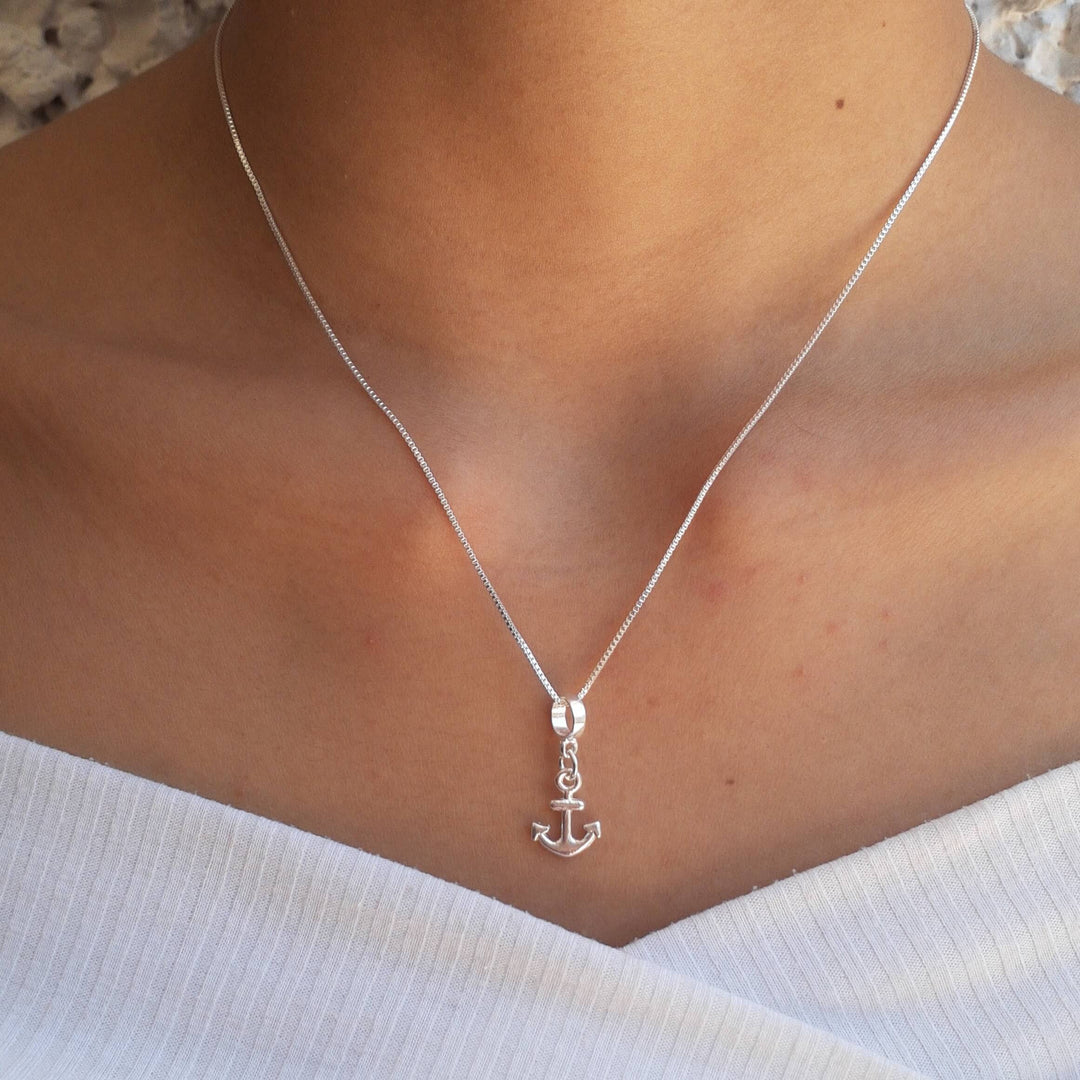 Colar Pingente Âncora Banhado a Prata 925