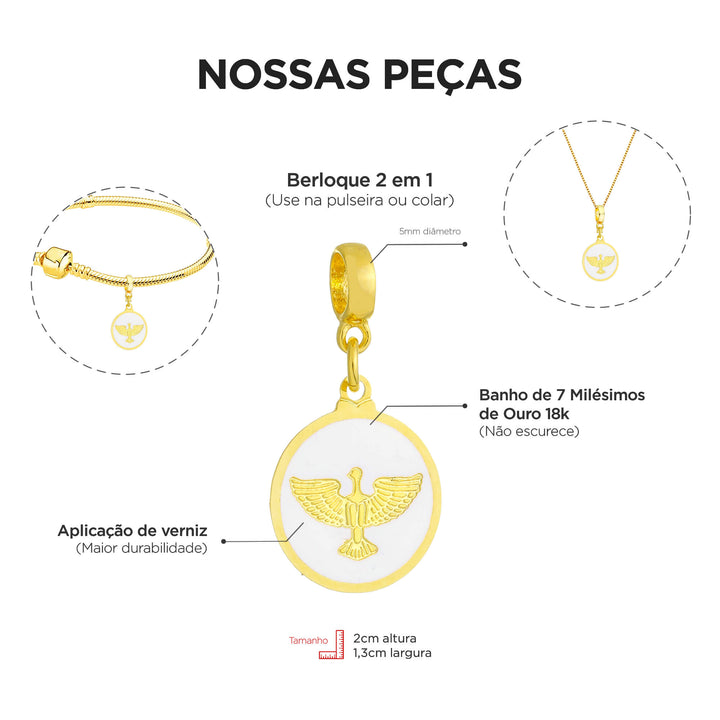 Colar Pingente Divino Espírito Santo Banhado a Ouro 18k
