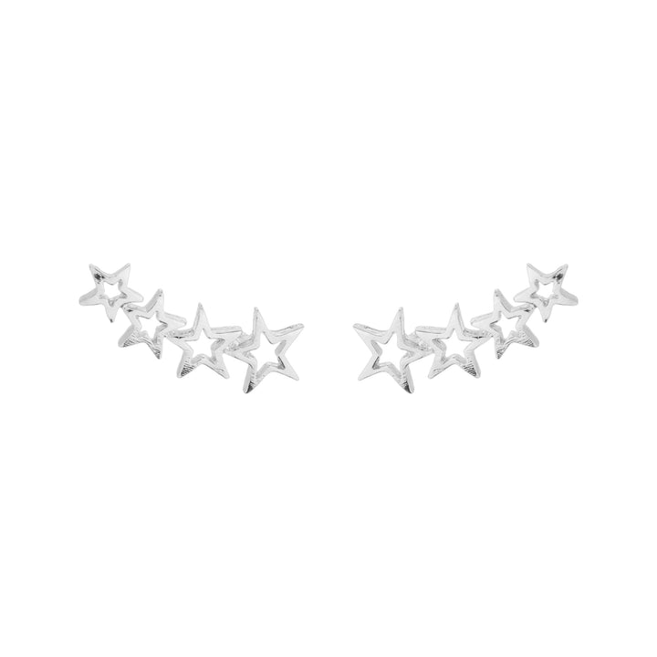 Brinco Ear Cuff Quatro Estrelas prateado semijoia Work Semijoias
