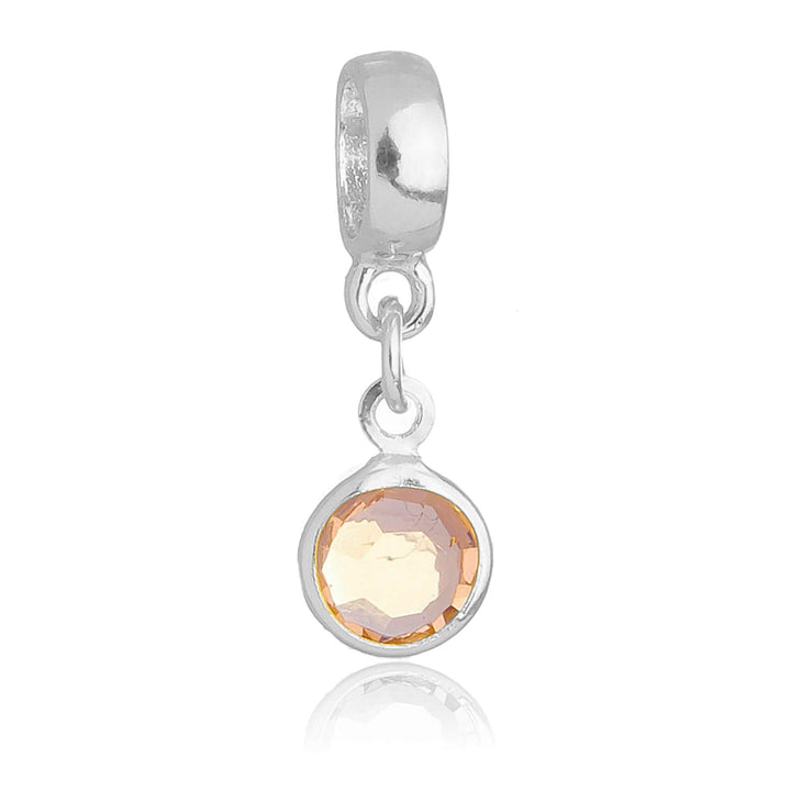 Berloque Cristal Rosa Claro prateado semijoia Work Semijoias