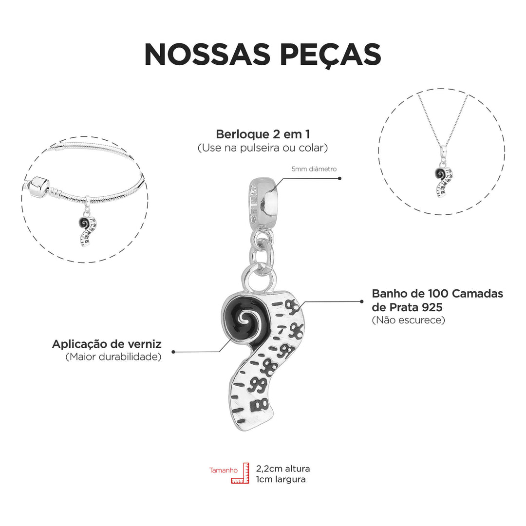 Berloque Fita Métrica prateado — detalhe da peça Work Semijoias
