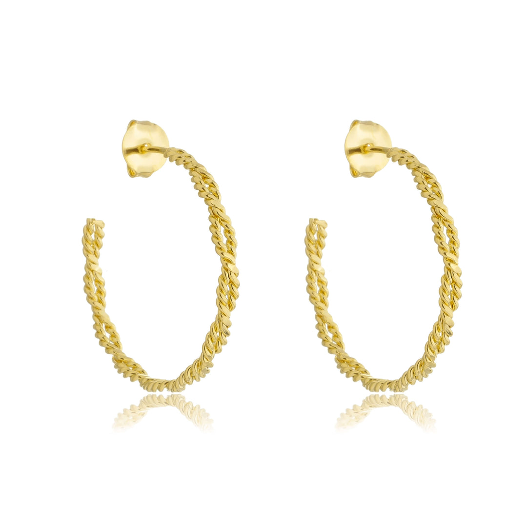 Brinco Argola Trançada dourado semijoia Work Semijoias