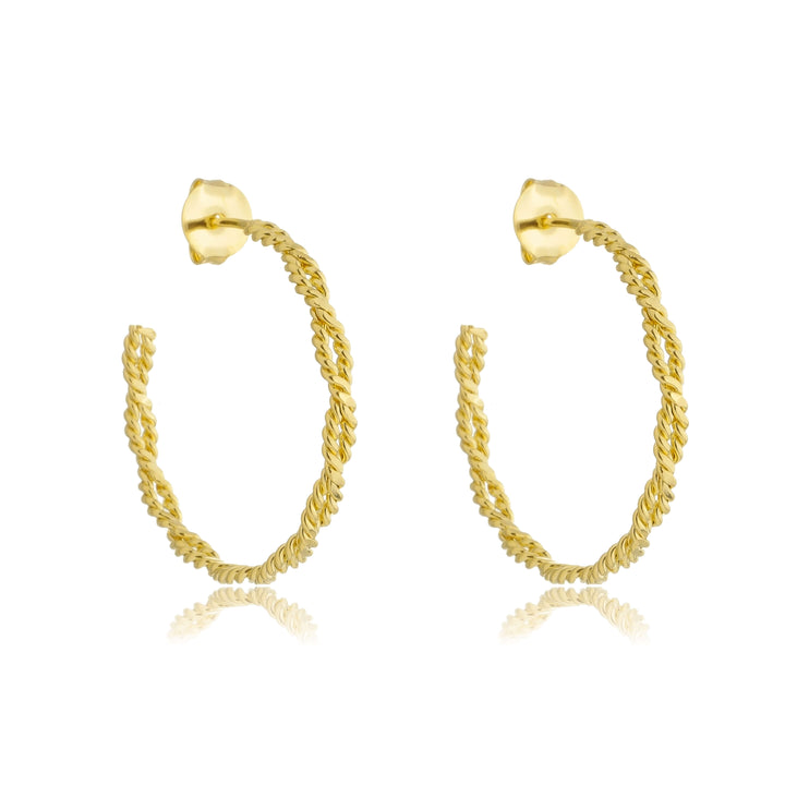 Brinco Argola Trançada dourado semijoia Work Semijoias