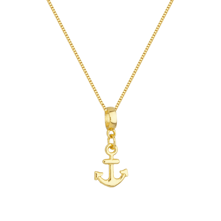 Colar Pingente Âncora dourado semijoia Work Semijoias