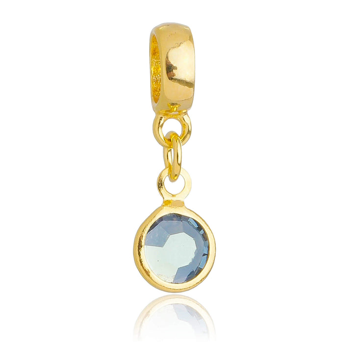 Berloque Cristal Cinza dourado semijoia Work Semijoias