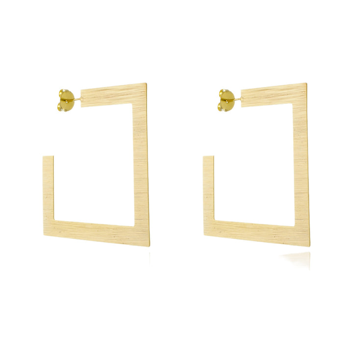 Brinco Argola Quadrada dourado semijoia Work Semijoias