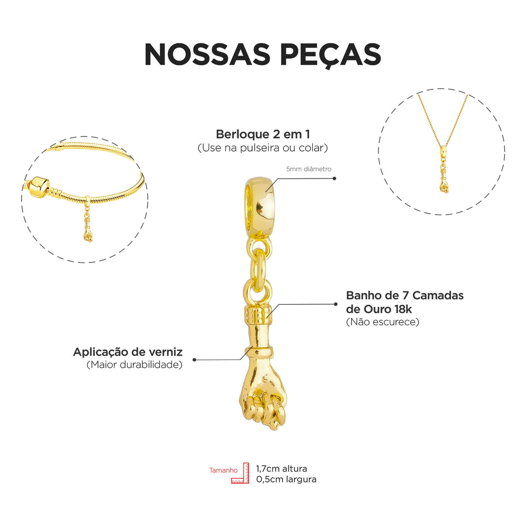Colar Pingente Figa Banhado a Ouro 18k