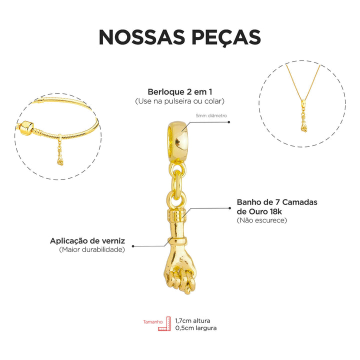 Colar Pingente Figa Banhado a Ouro 18k