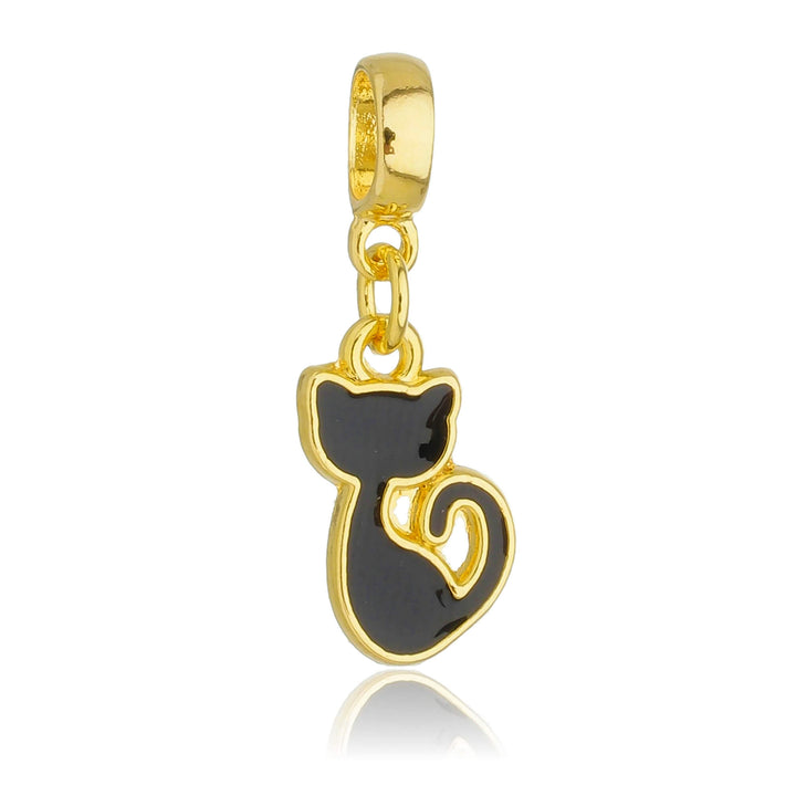 Berloque Gato com Resina dourado semijoia Work Semijoias