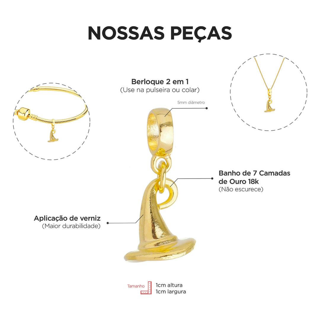 Pulseira Harry Potter Berloque Banhado a Ouro 18k