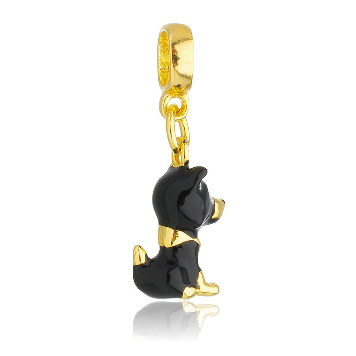Berloque Cachorro Border Collie dourado — detalhe da peça Work Semijoias
