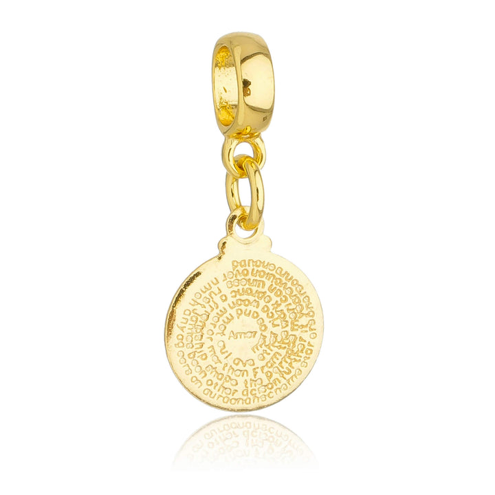 Berloque Oração Pai Nosso dourado semijoia Work Semijoias