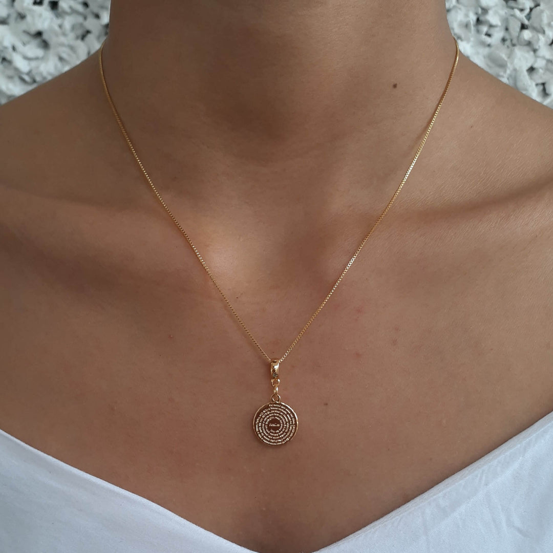 Colar Pingente Pai Nosso Banhado a Ouro 18k