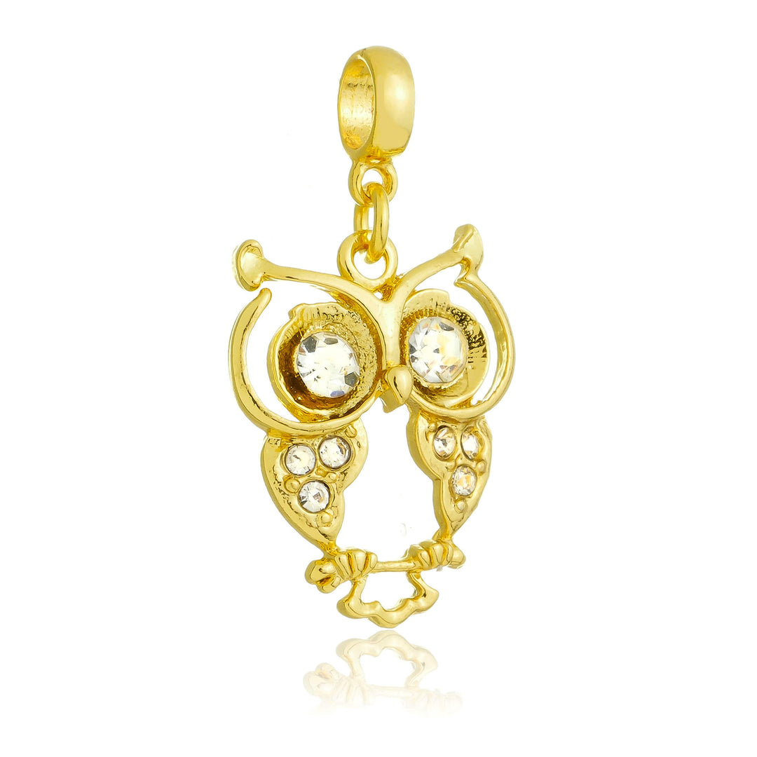 Pingente Coruja com Strass dourado semijoia Work Semijoias