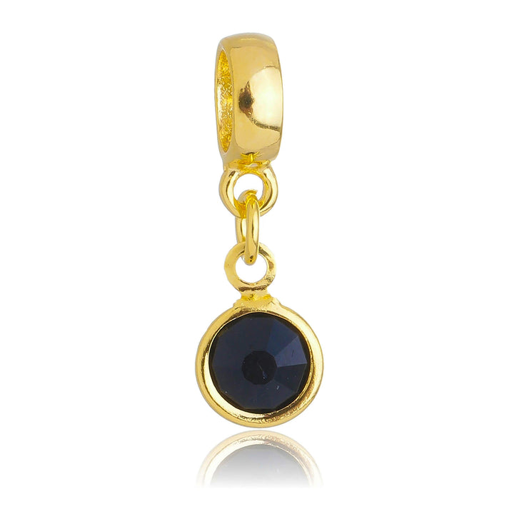 Berloque Cristal Preto dourado semijoia Work Semijoias