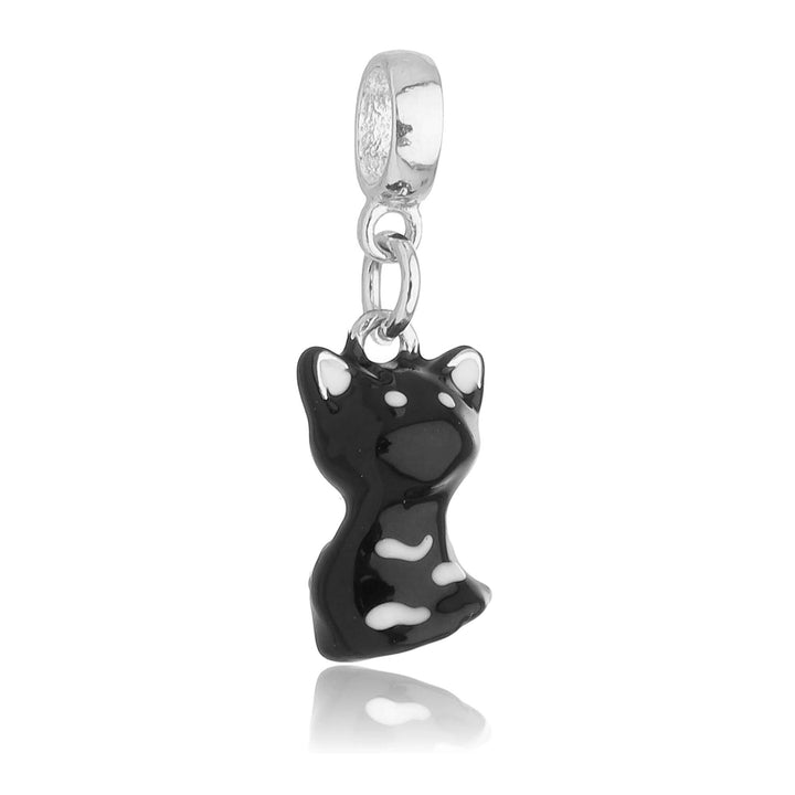 Berloque Gato Preto prateado semijoia Work Semijoias