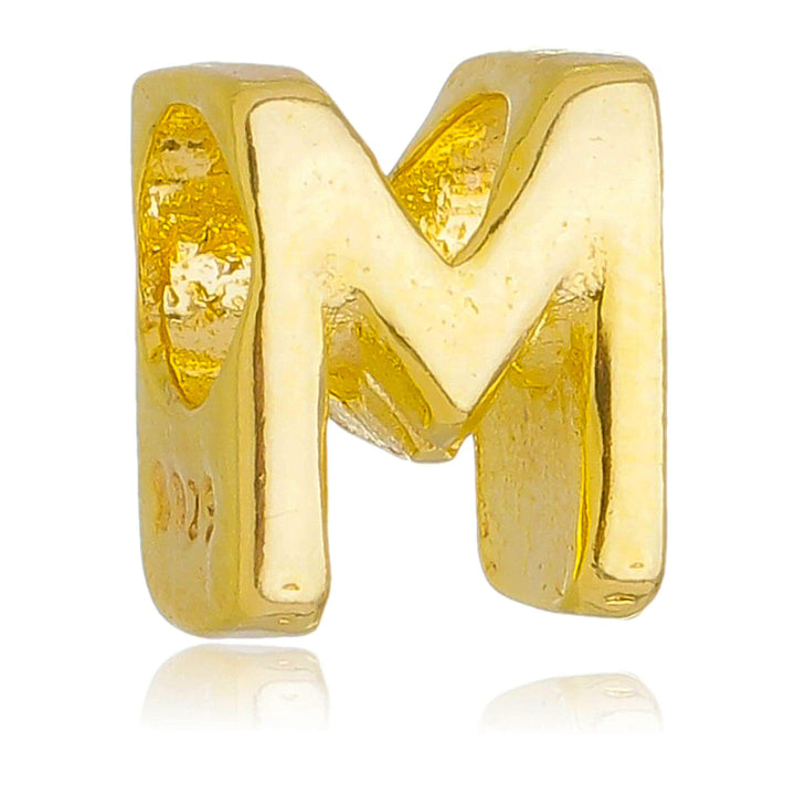 Berloque Letra M separador dourado semijoia Work Semijoias