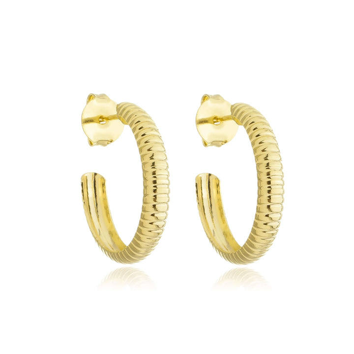 Brinco Argola Detalhada dourado semijoia Work Semijoias