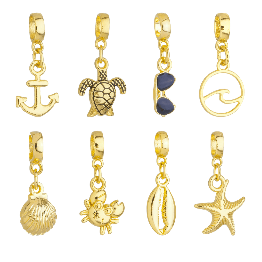 Berloques Mar Praia Banhado a Ouro 18k