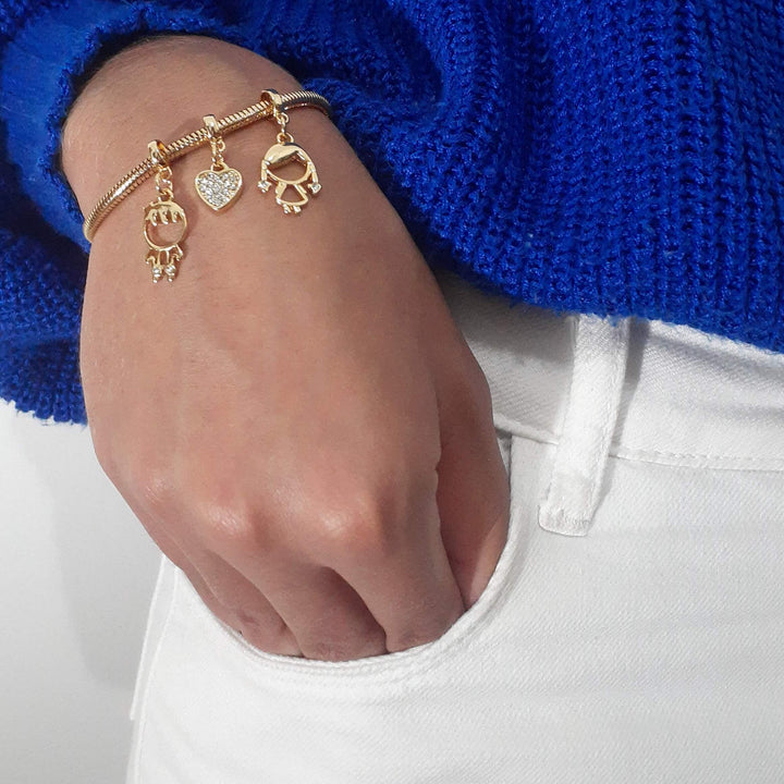 Pulseira Filhos Casal Banhado a Ouro 18k