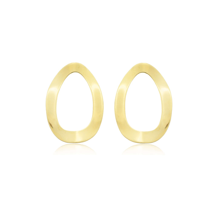 Brinco Argola Oval Ondulada dourado semijoia Work Semijoias