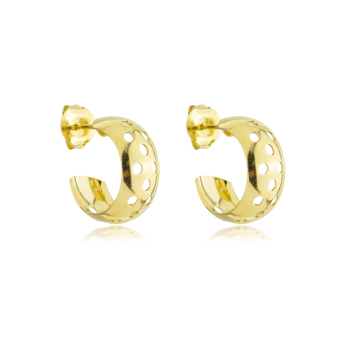 Brinco Argola Poa Vazado dourado semijoia Work Semijoias