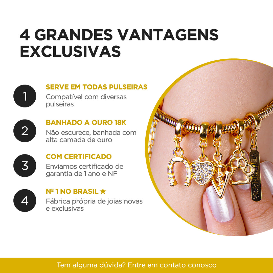 Berloque Letra De A-z Cravejada Zircônia Banhado A Ouro 18k