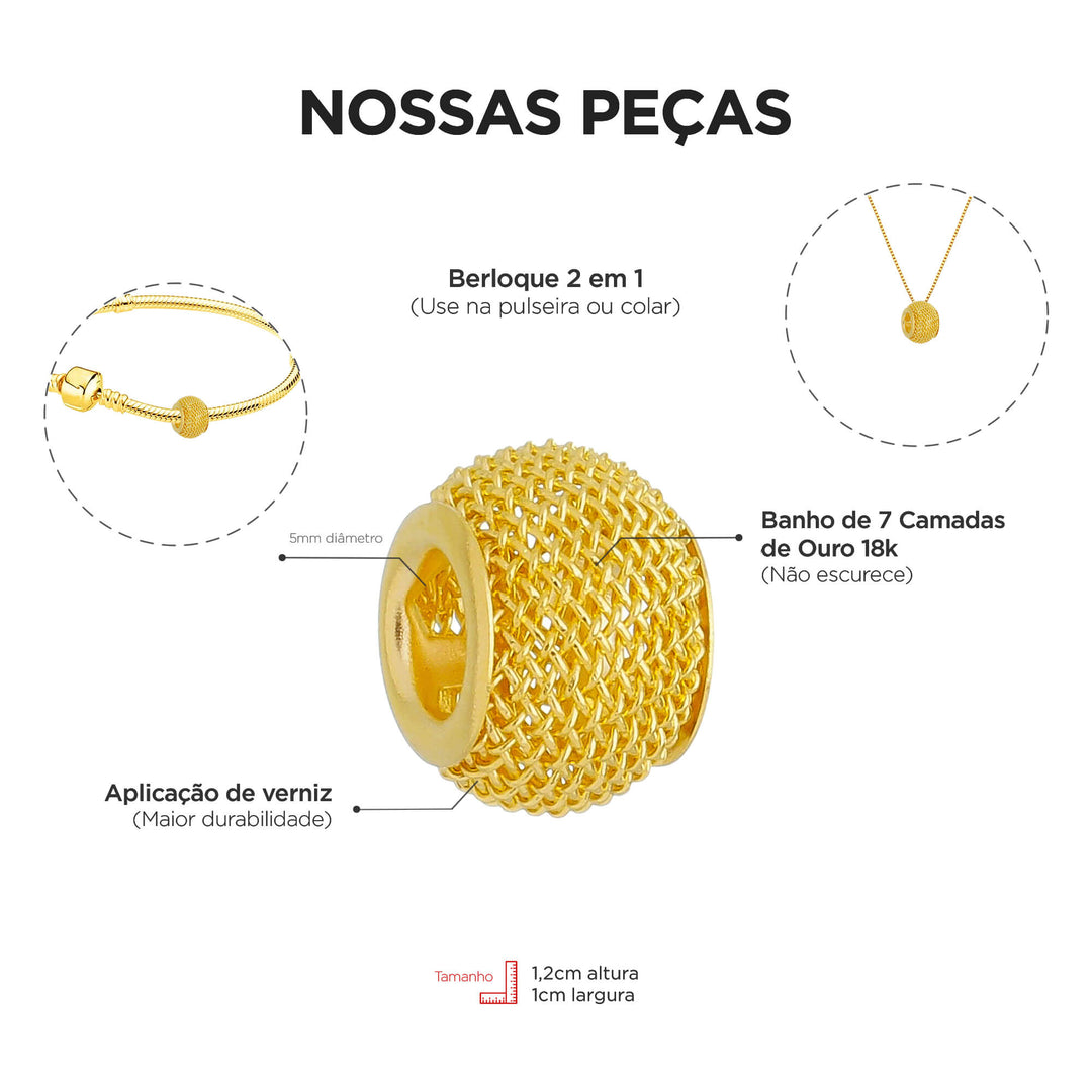 Berloque Separador Murano Telinha dourado — detalhe da peça Work Semijoias