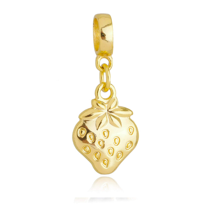 Berloque Morango Fruta dourado semijoia Work Semijoias