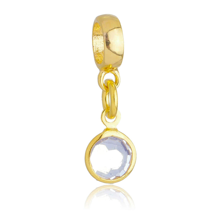 Berloque Cristal Transparente dourado semijoia Work Semijoias
