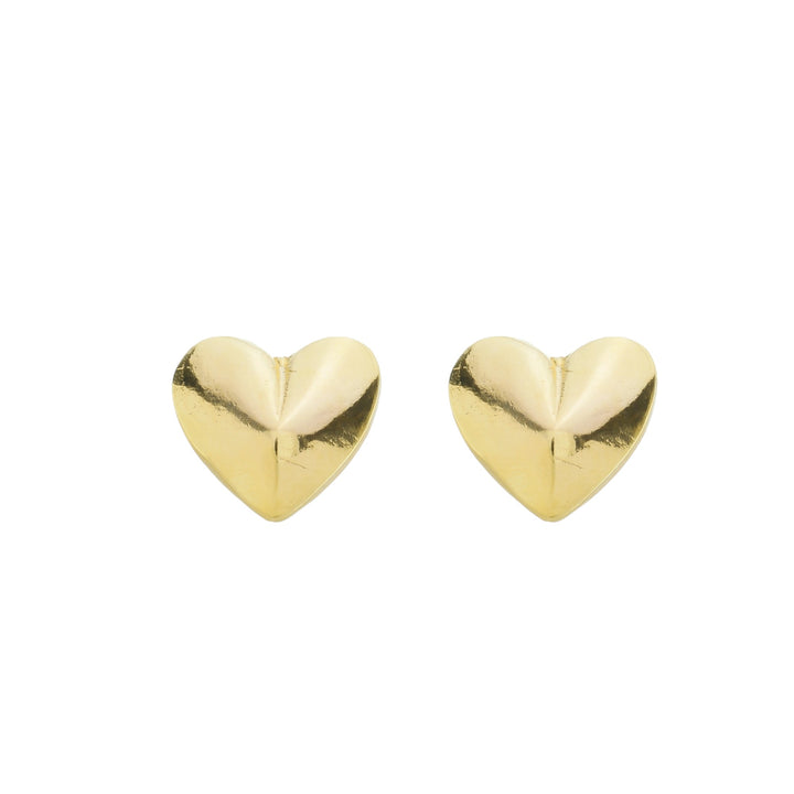 Brinco Coração Amassado dourado semijoia Work Semijoias