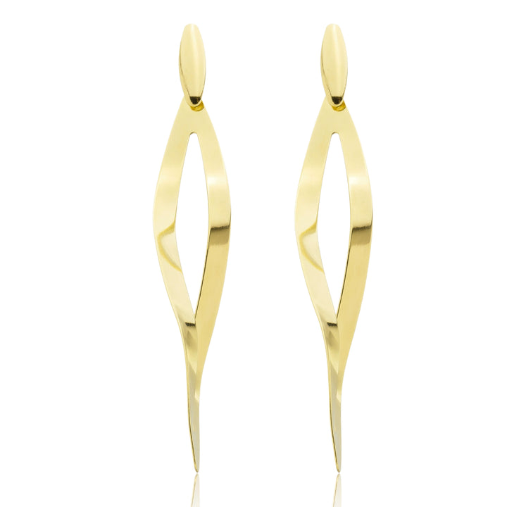 Brinco Torcido Comprido dourado semijoia Work Semijoias