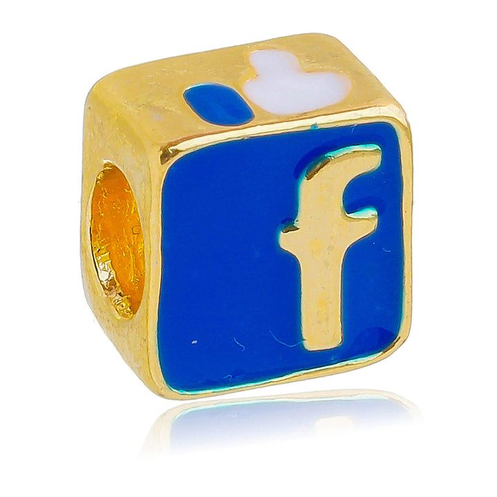 Berloque Facebook separador dourado semijoia Work Semijoias