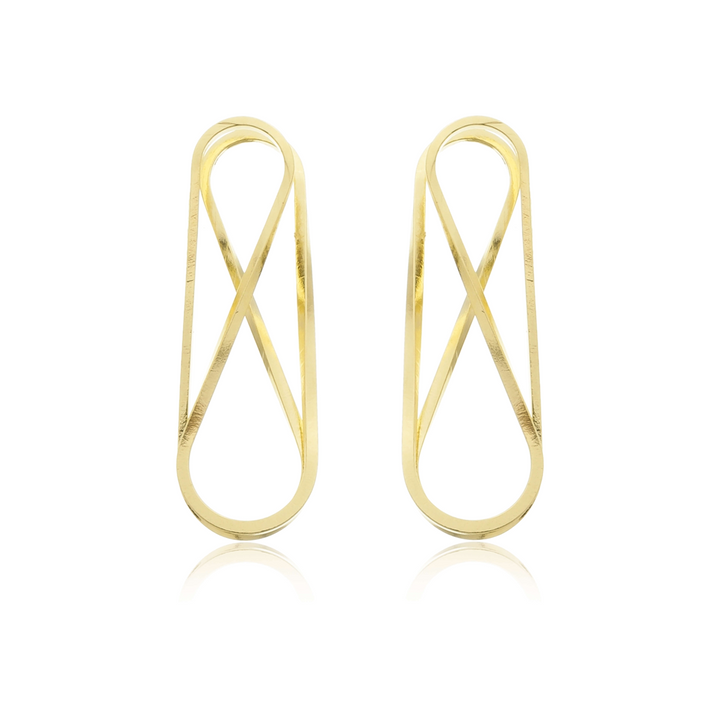 Brinco Argola Infinito dourado semijoia Work Semijoias