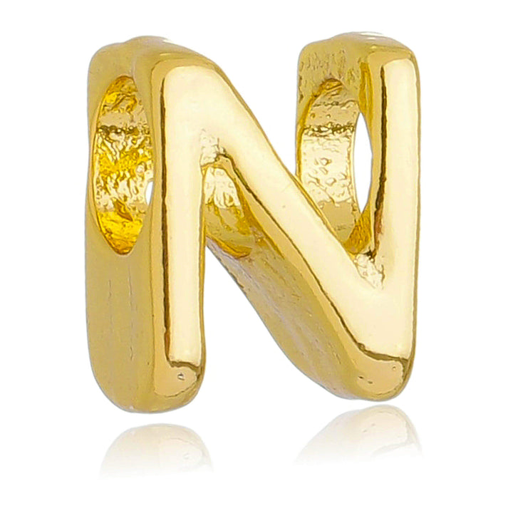 Berloque Letra N separador dourado semijoia Work Semijoias