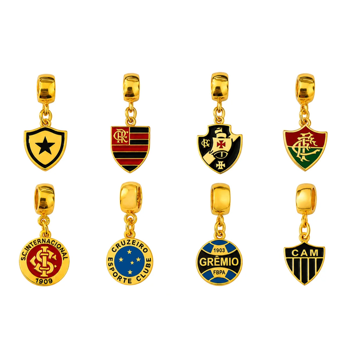 Berloques Times de Futebol Banhado a Ouro 18k
