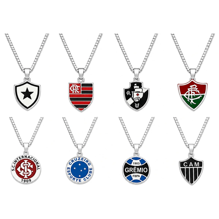 Colar Pingente Times Masculino Banhado a Prata 925
