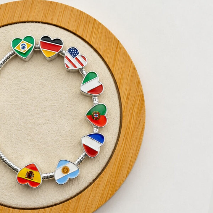 Berloques Países Coração Separador Banhado a Prata 925