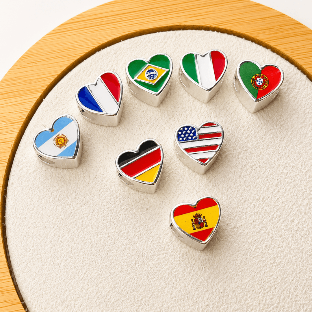 Berloques Países Coração Separador Banhado a Prata 925