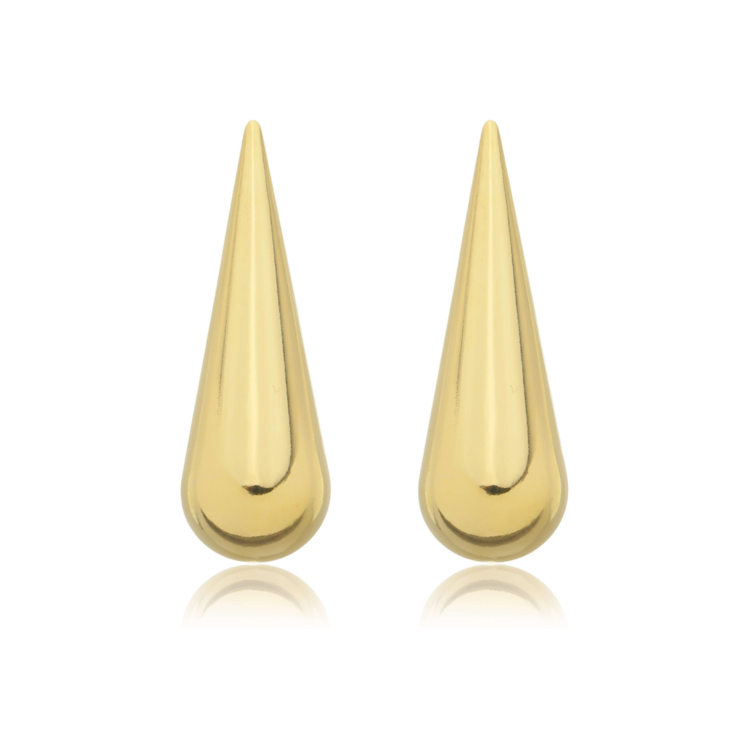 Brinco Gota Lisa dourado semijoia Work Semijoias