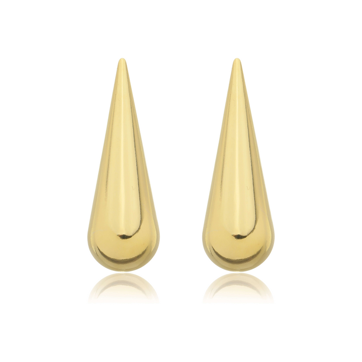 Brinco Gota Lisa dourado semijoia Work Semijoias