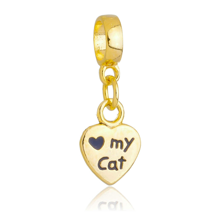 Berloque Coração Gato dourado semijoia Work Semijoias