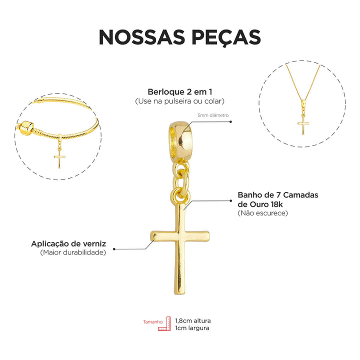 Colar Pingente Cruz Banhado a Ouro 18k